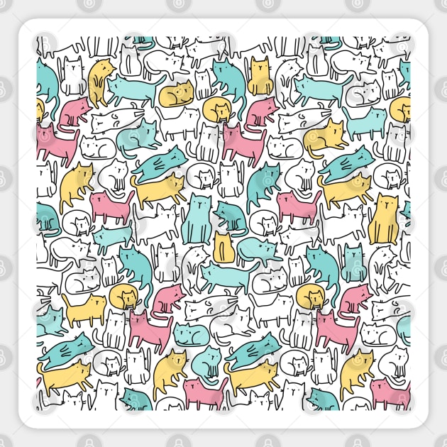 Cute and funny sketchy cats Magnet by kostolom3000